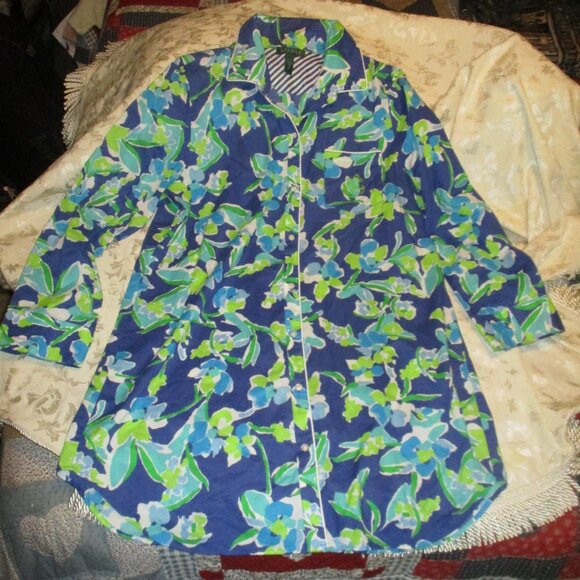 Ralph Lauren Button Down Floral  Night Shirt Size XL - Picture 1 of 3